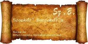 Szopkó Barnabás névjegykártya