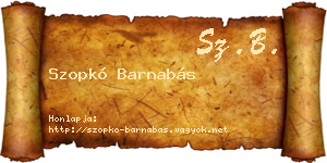 Szopkó Barnabás névjegykártya